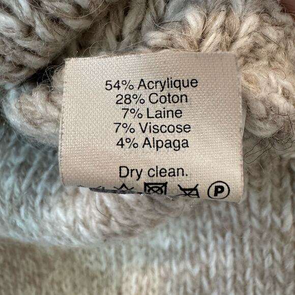 Madewell Cotton Alpaca Fisherman Oatmeal Knit Cozy Peasant Pullover Sweater S - Picture 6 of 7